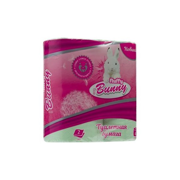 Туалетная бумага Fluffy Bunny Eco 2сл. 4 рул. зеленая 1/12