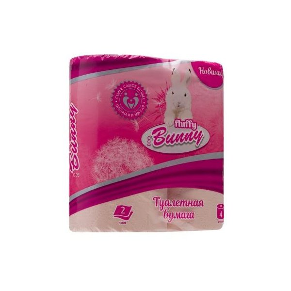Туалетная бумага Fluffy Bunny Eco 2сл. 4 рул. персиковая 1/12